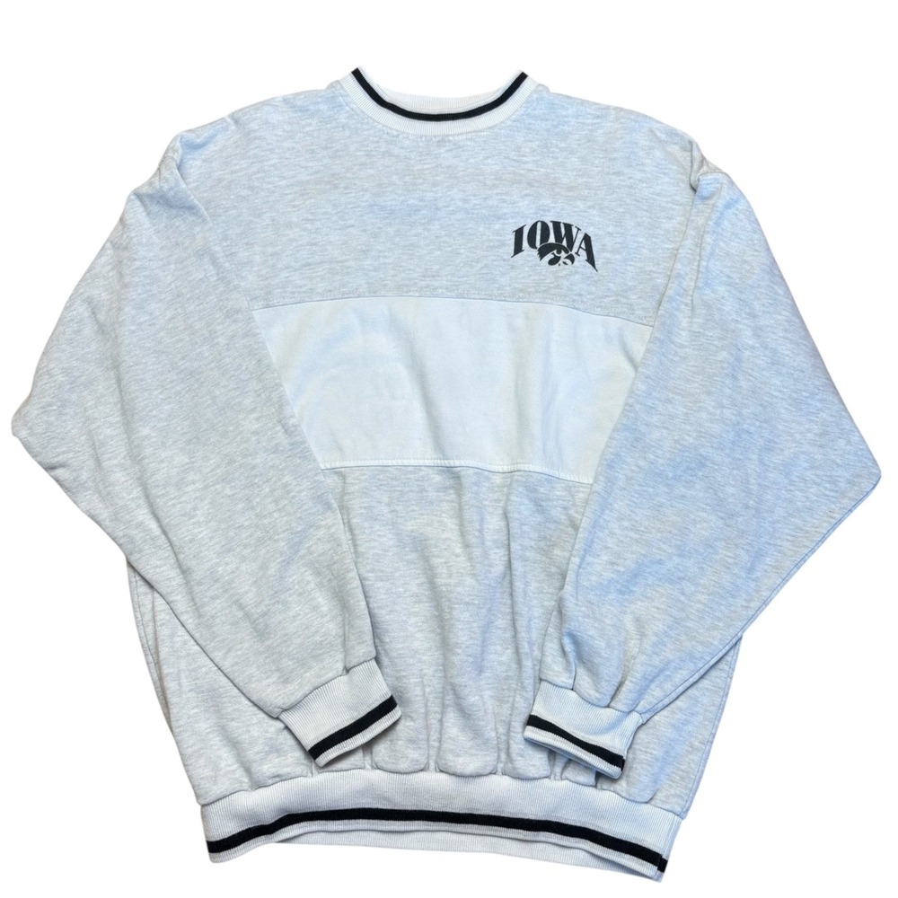 Vintage Enzo‎ Iowa Hawkeyes crewneck Sweatshirt Gray Colorblock Pullover Size XL